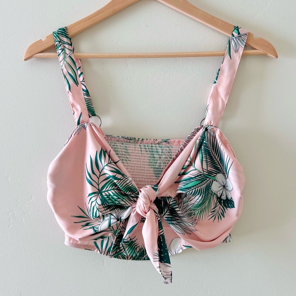 Tropical Pink Floral Crop Top